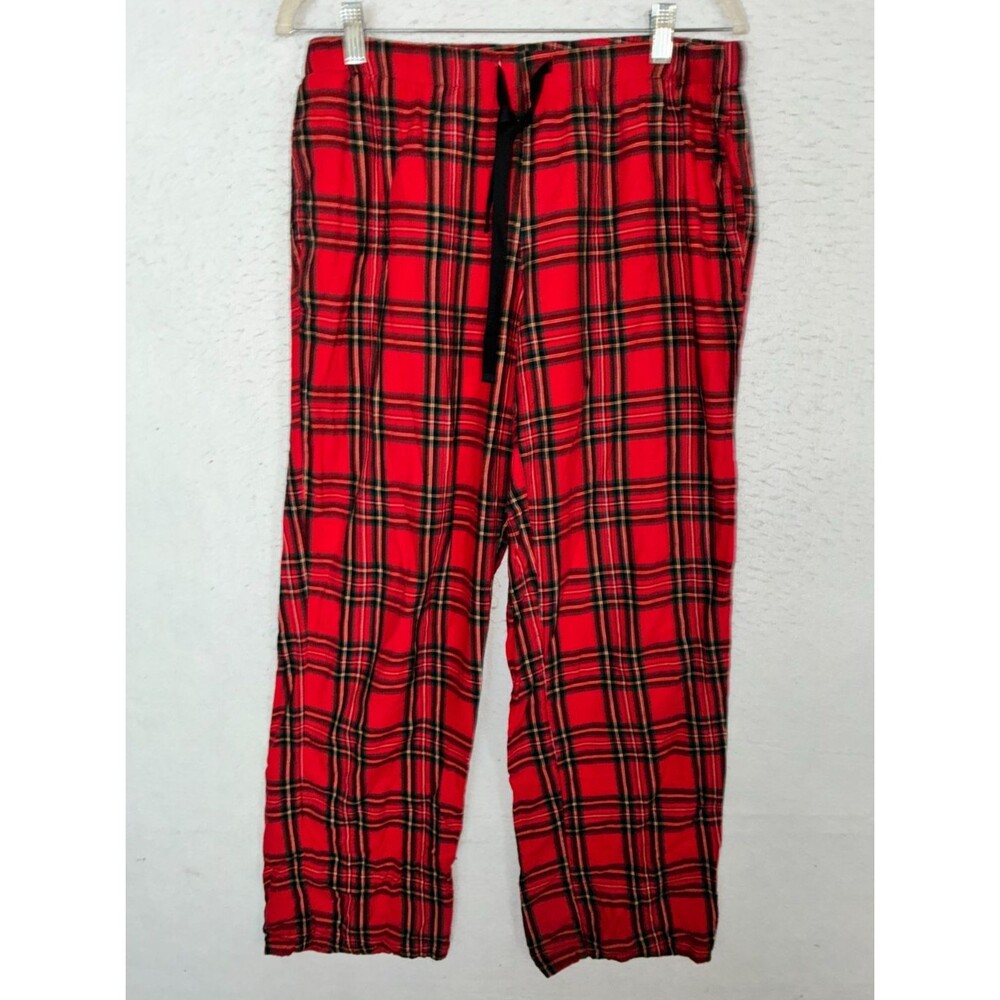 Victoria Secret pajama pants sz M women's cotton lightweight flannel plaid red